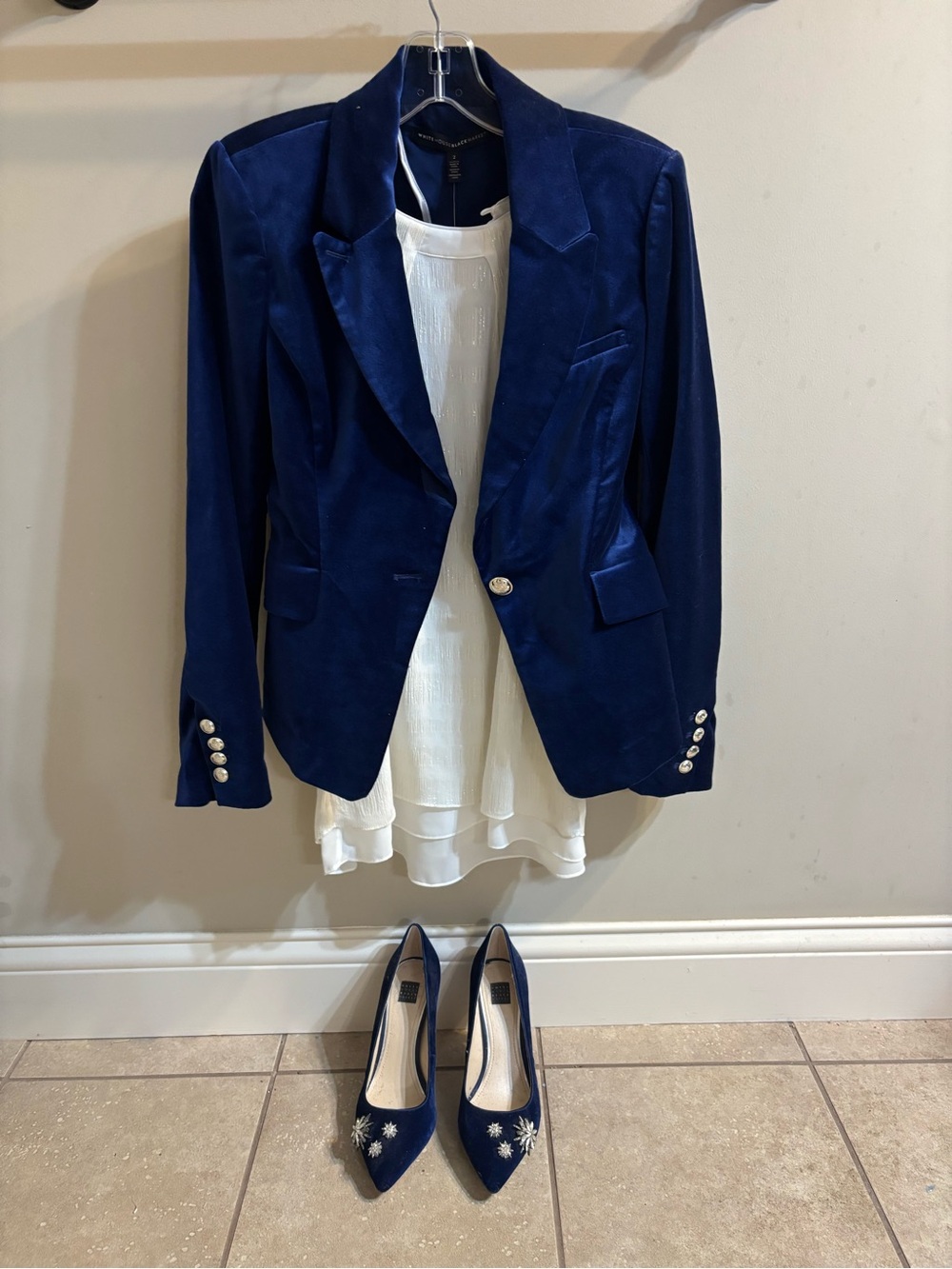 Blue Velvet Jacket- never worn. White House Black Market